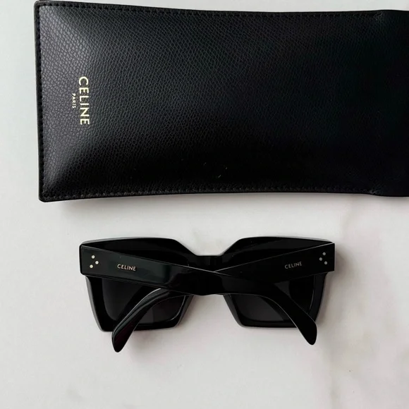 Authentic NEW Celine Black Rectangle Acetate sunglasses - Picture 8 of 17
